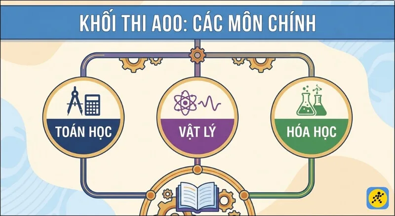 Khối A truyền thống gồm Toán, Vật lý và Hóa học, phù hợp với học sinh yêu thích tư duy tự nhiên